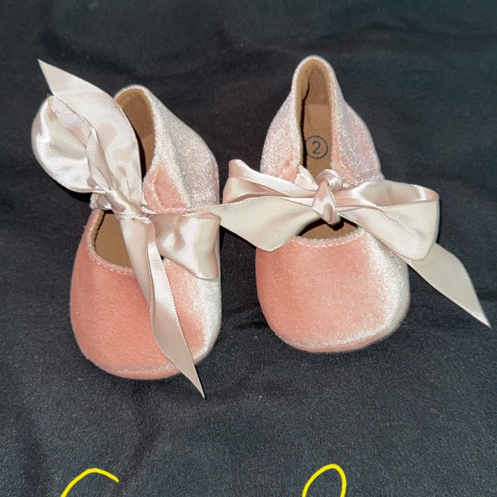 Pink Satin Baby Shoes EUC